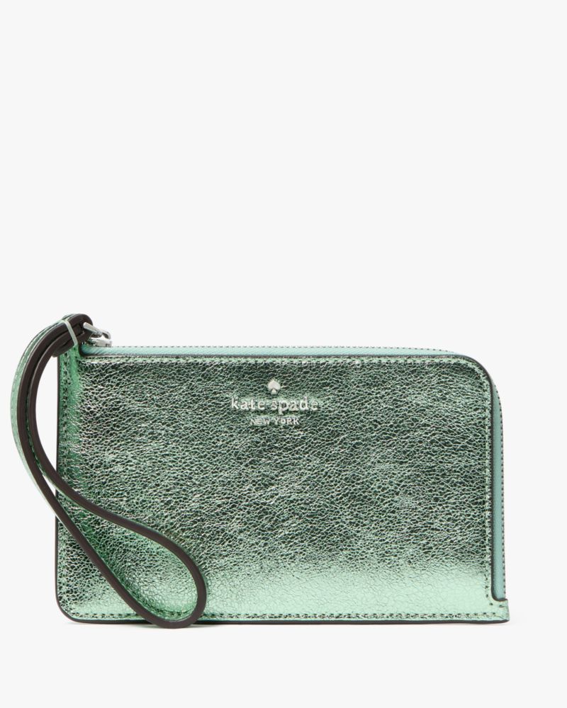 Kate Spade,Lucy Metallic Small L-zip Wristlet,Metallic