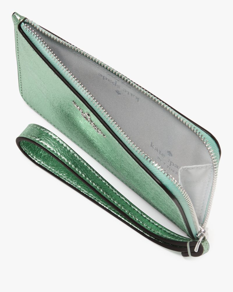 Kate Spade,Lucy Metallic Small L-zip Wristlet,Metallic