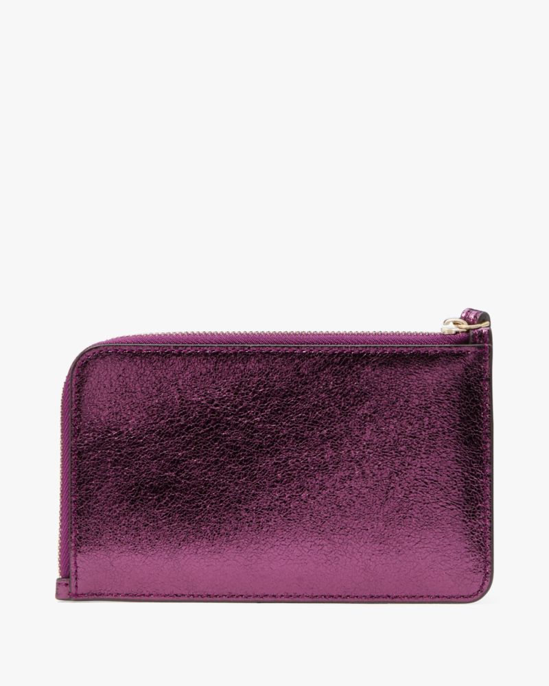 Kate Spade,Lucy Metallic Small L-zip Wristlet,Purple