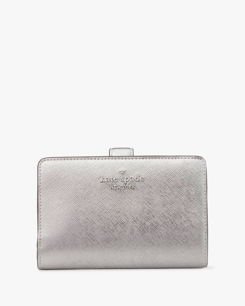 Kate Spade,Madison Metallic Medium Compact Bifold Wallet,