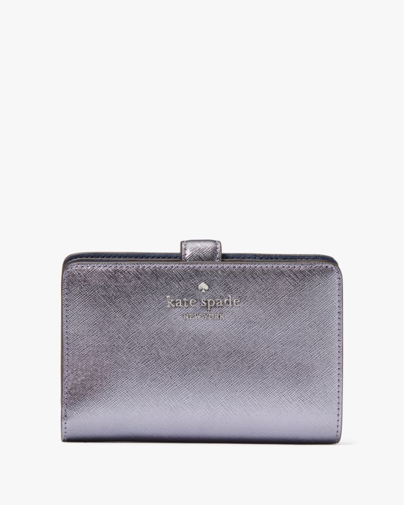 Kate Spade,Madison Metallic Medium Compact Bifold Wallet,