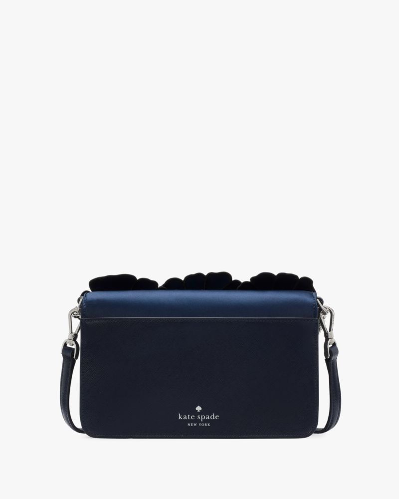 Kate Spade,Madison Embroidered Floral Willow Mini Flap Crossbody,Satin,Crossbody,Metal Material,Applique,Logo,Word Embelli...,Blue