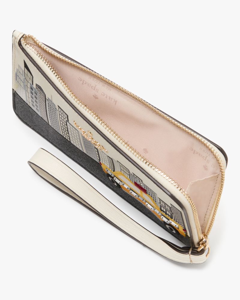 Kate Spade,NYC Big Apple Small L-zip Wristlet,Wristlet,Metal Material,Plastic,Casual,