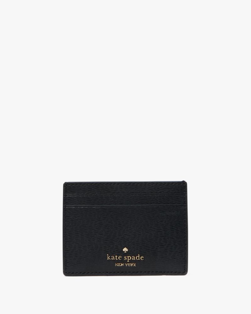 Kate Spade,NYC Big Apple Small Slim Card Holder,Card Case,PVC,Metal,Logo,Casual,Black