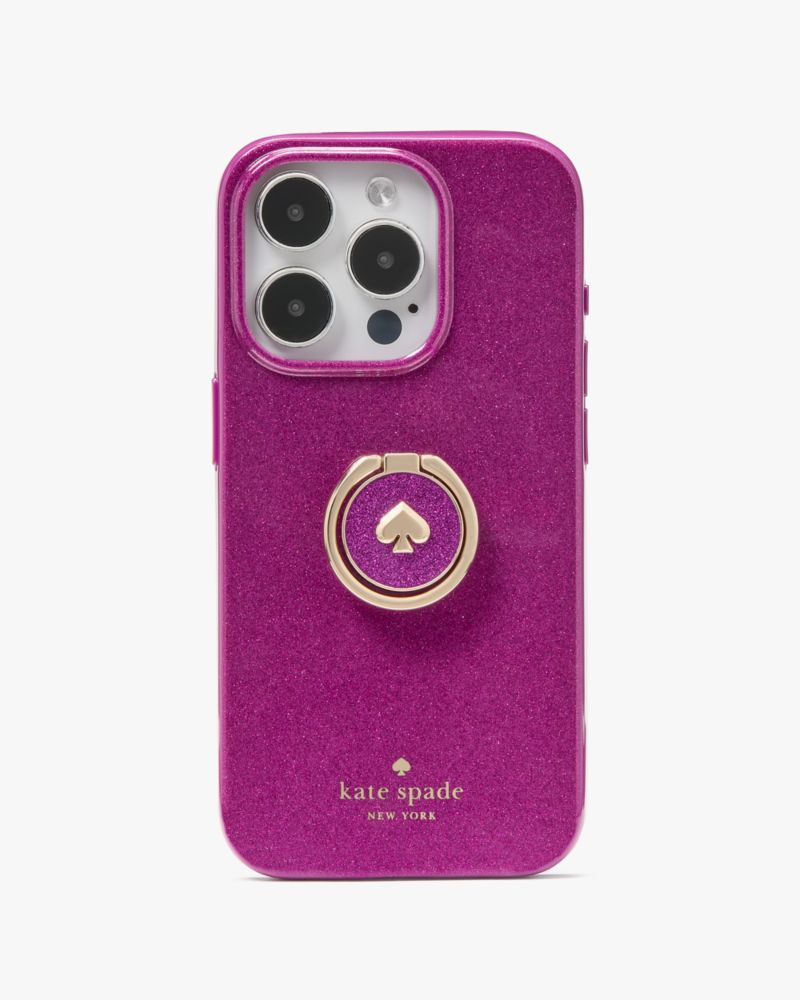 Kate Spade,Glitter iPhone 15 Pro Case,Fuchsia