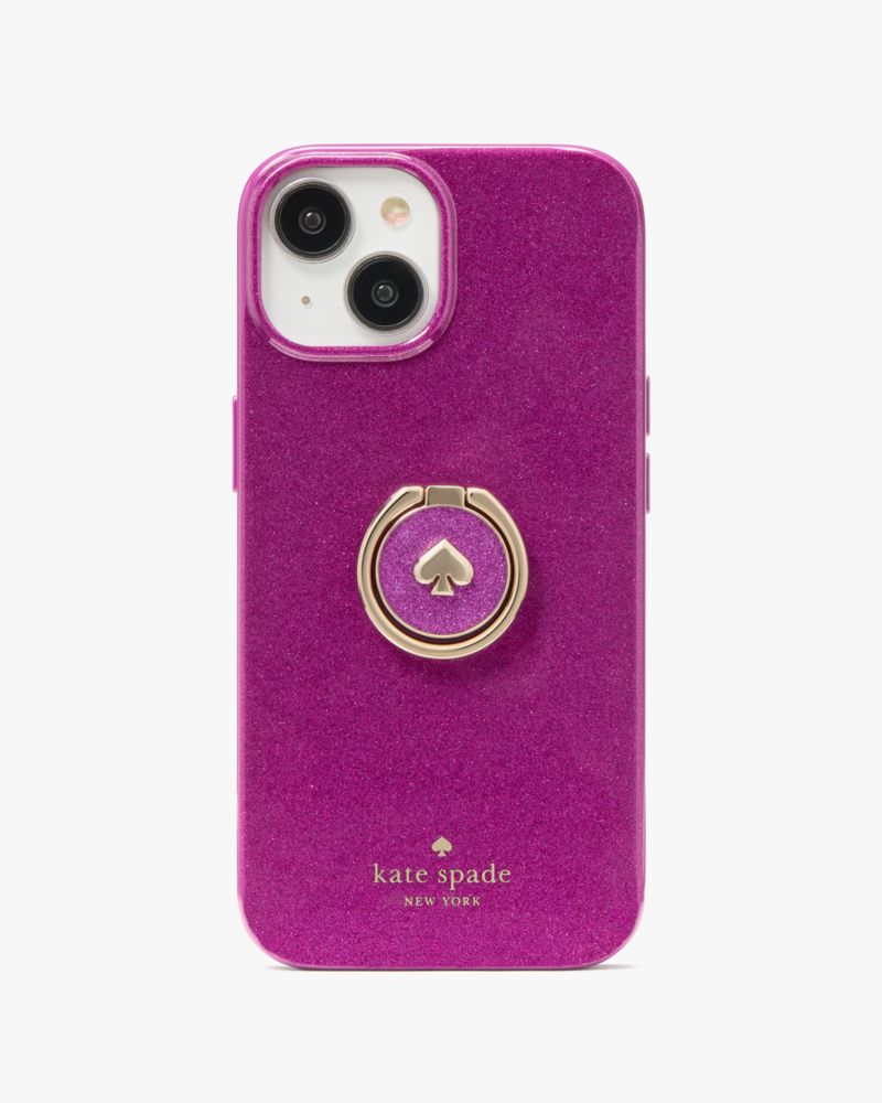 Kate Spade,Glitter iPhone 15 Case,Fuchsia