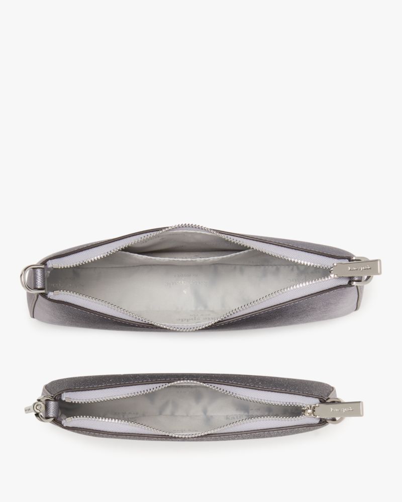 Kate Spade,Duet Glitter Crossbody Duo,Pouch,Crossbody,Metal Material,PVC,Logo,Metal,Glitter,Casual,Gray