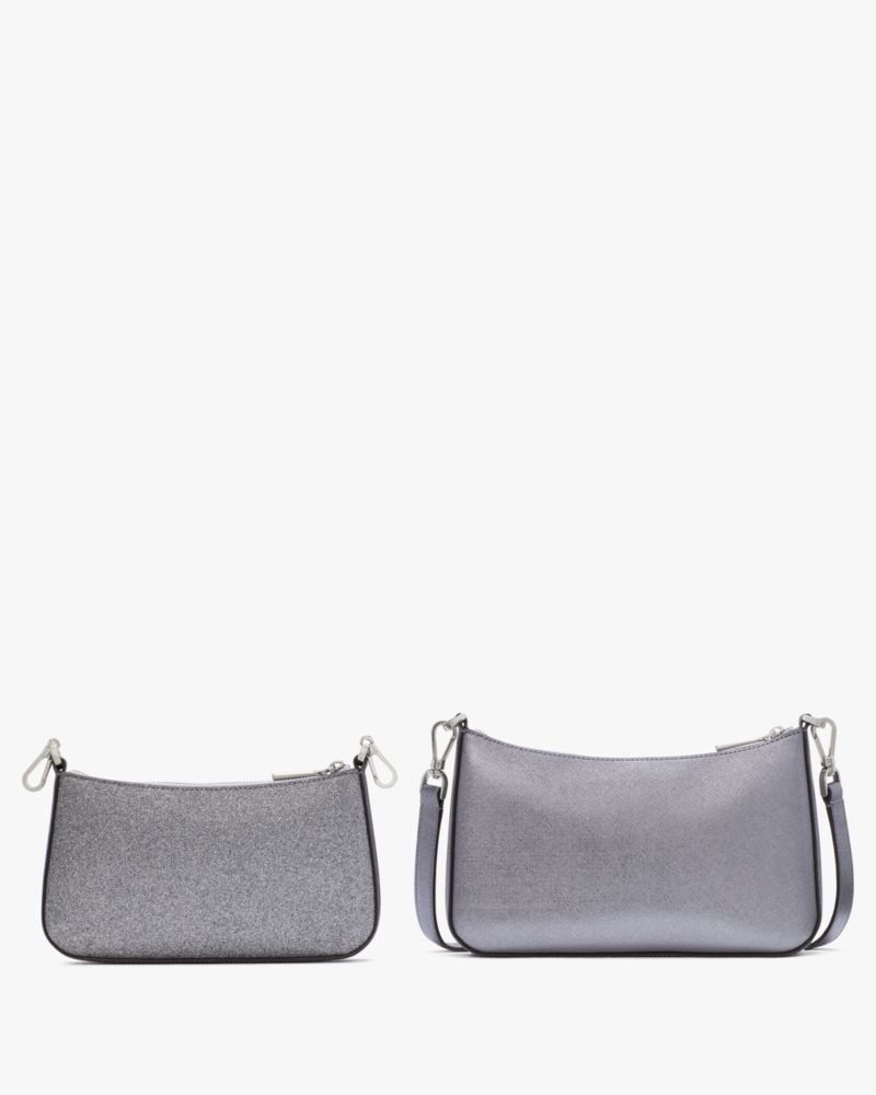 Kate Spade,Duet Glitter Crossbody Duo,Pouch,Crossbody,Metal Material,PVC,Logo,Metal,Glitter,Casual,Gray