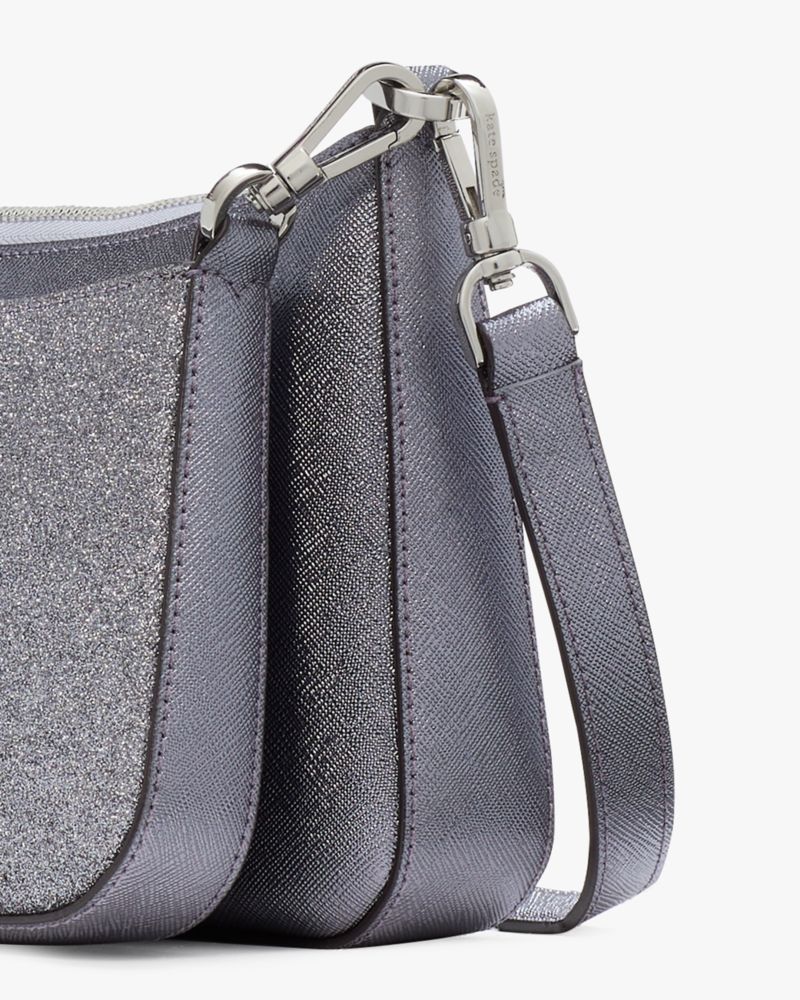 Kate Spade,Duet Glitter Crossbody Duo,Pouch,Crossbody,Metal Material,PVC,Logo,Metal,Glitter,Casual,Gray