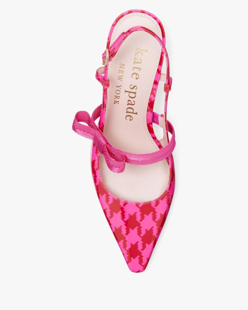 Kate Spade,Maritza Houndstooth Slingback Pumps,Pumps,Bow,Cocktail,Fuchsia