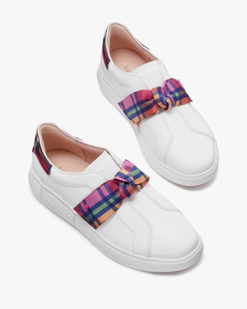 Kate Spade,Lexi Grand Plaid Sneakers,White