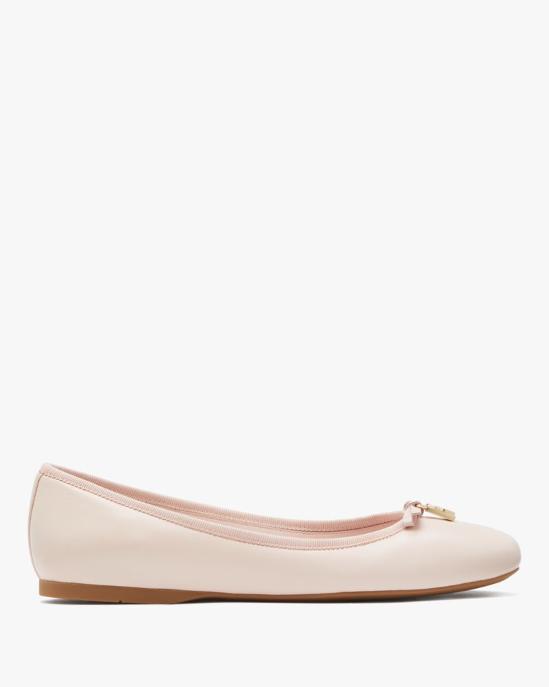 Kate Spade,Dakota Charm Ballet Flats,Nappa Leather,Ballet Flats,Bow,Metal,Casual,Pink