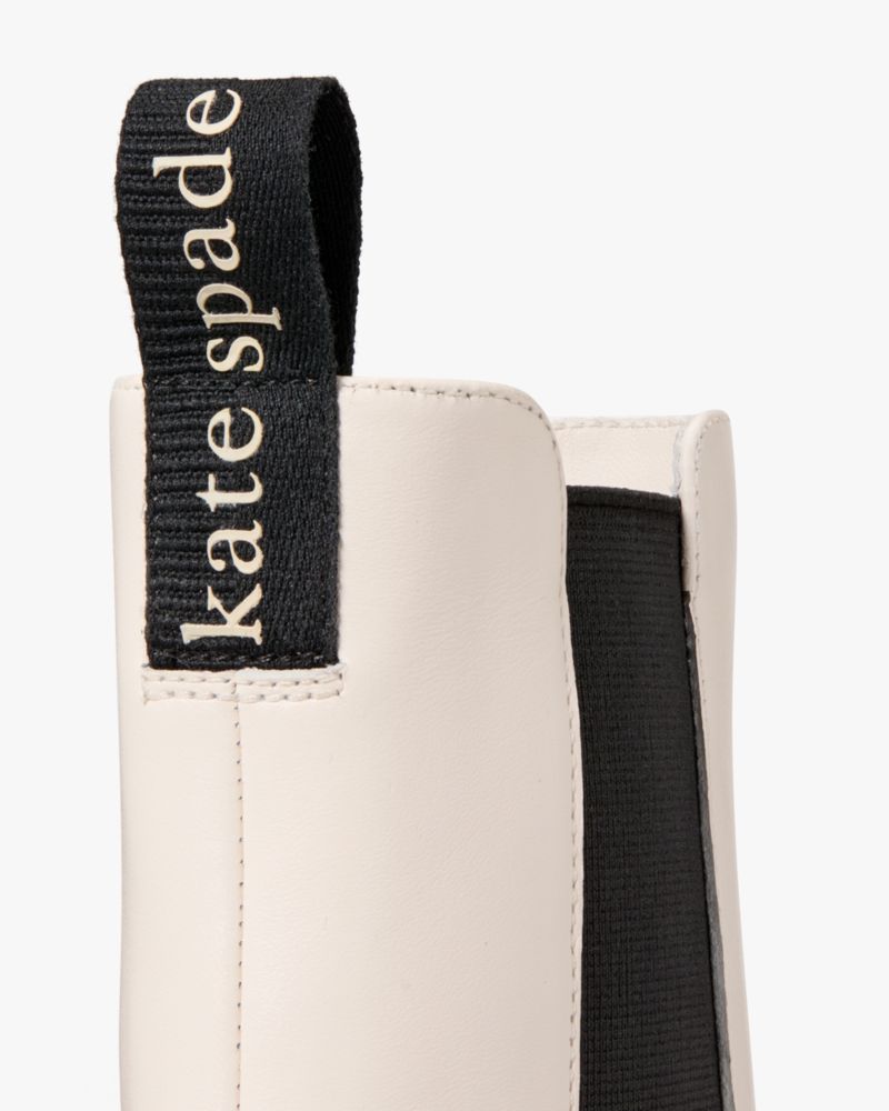 Kate Spade,Knox Chelsea Booties,Nappa Leather,Rubber,Chelsea Boots,Elastic Gore,Pull Tab,Casual,White