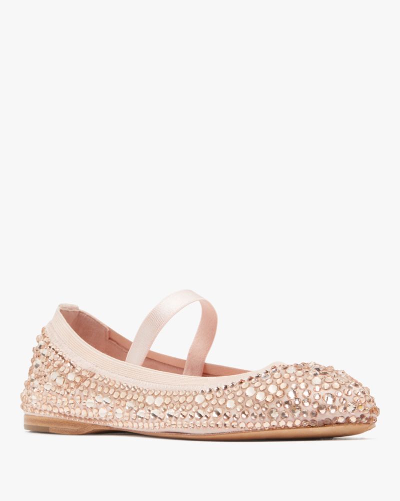 Kate Spade,Violette Mary Jane Ballet Flats,Suede,Ballet Flats,Flats,Embellished,Elastic Straps,Rhinestones,Pull Tab,Day Party,