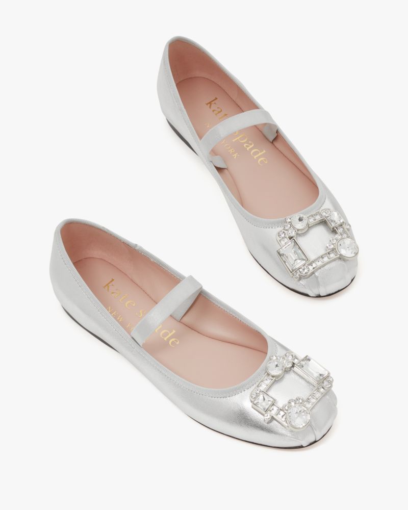 Kate Spade,レナータ メタリック メリー ジェーン バレエ フラット,フラットシューズ,シルバー