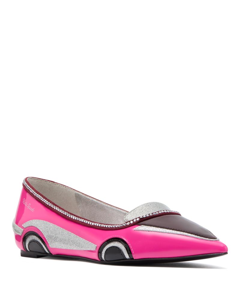 Kate Spade,En Route Car Patent Leather Crystal Flats,Multi Color