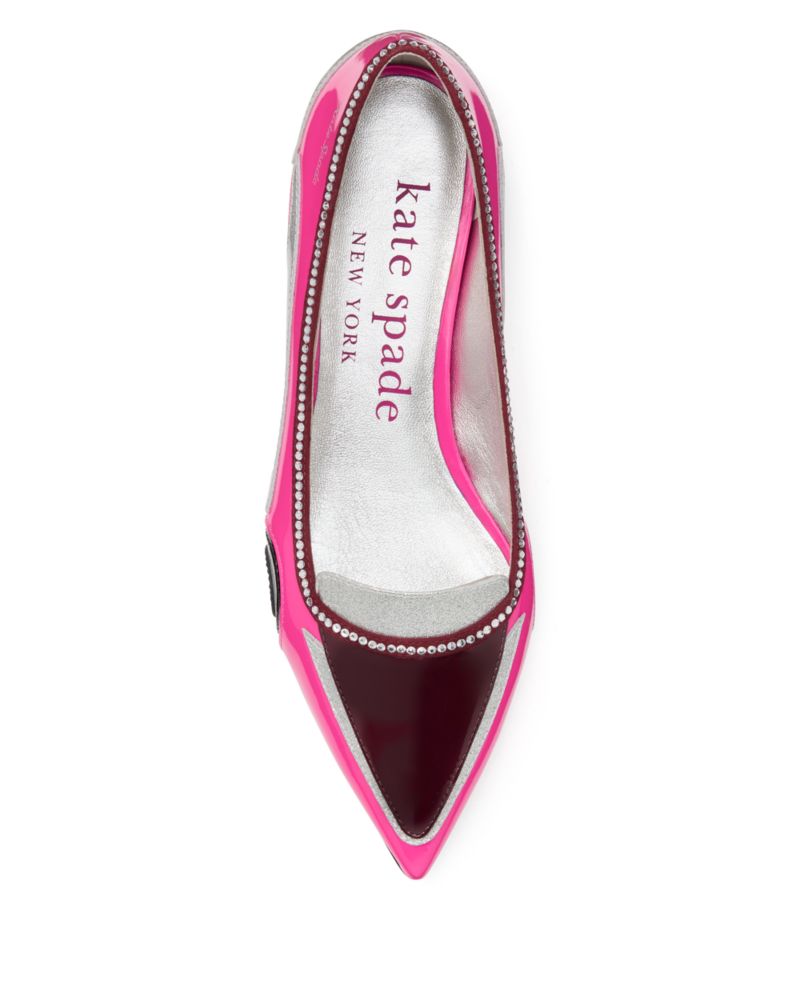 Kate Spade,En Route Car Patent Leather Crystal Flats,Multi Color