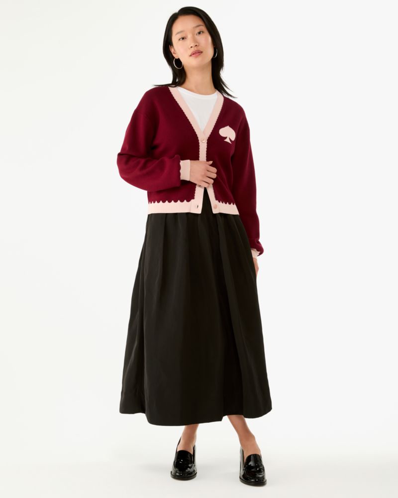 Kate Spade,スペード ロゴ カラーブロック カーディガン,ウェア,ブラックベリー プリザーブ/ローズスモーク