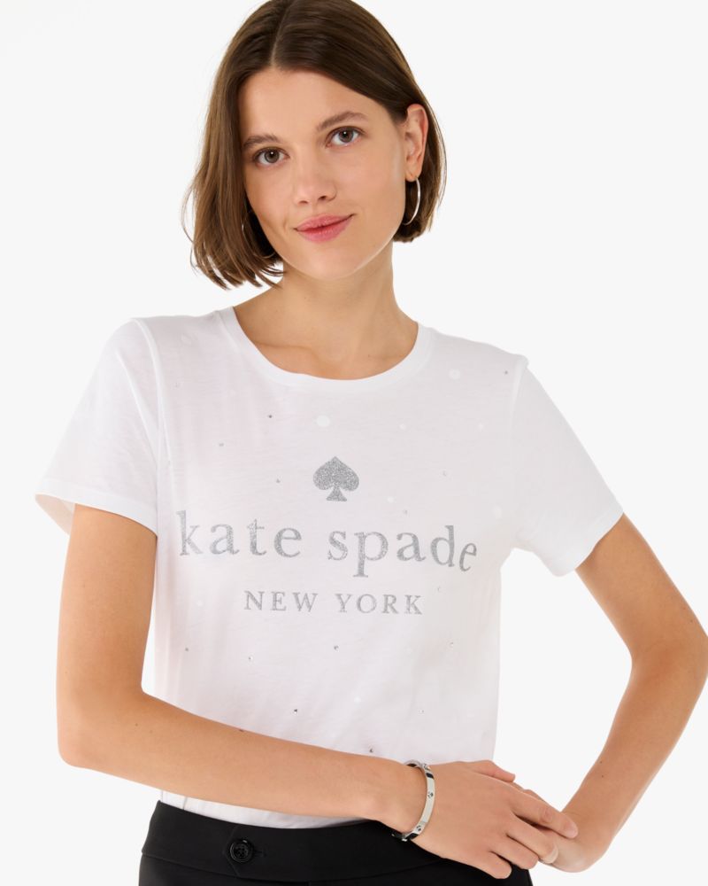 Kate Spade,Glitter Embellished Logo Tee,