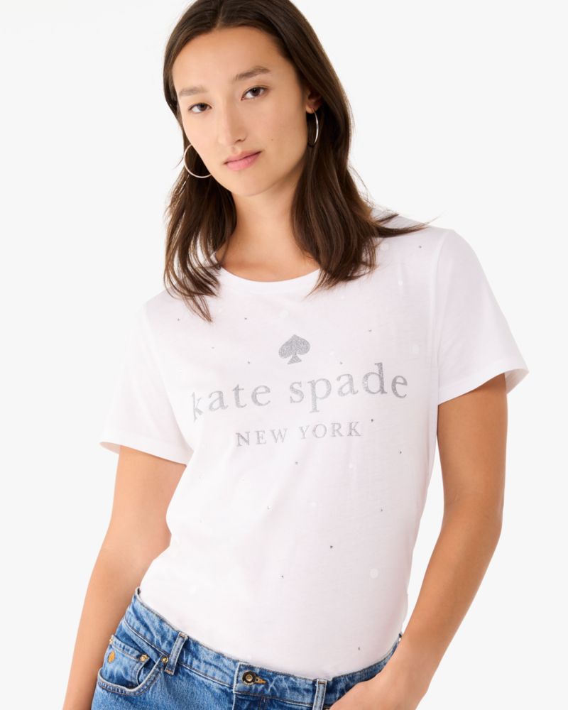 Kate Spade,Glitter Embellished Logo Tee,