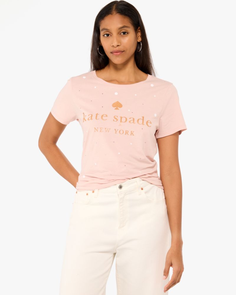 Kate Spade,Glitter Embellished Logo Tee,