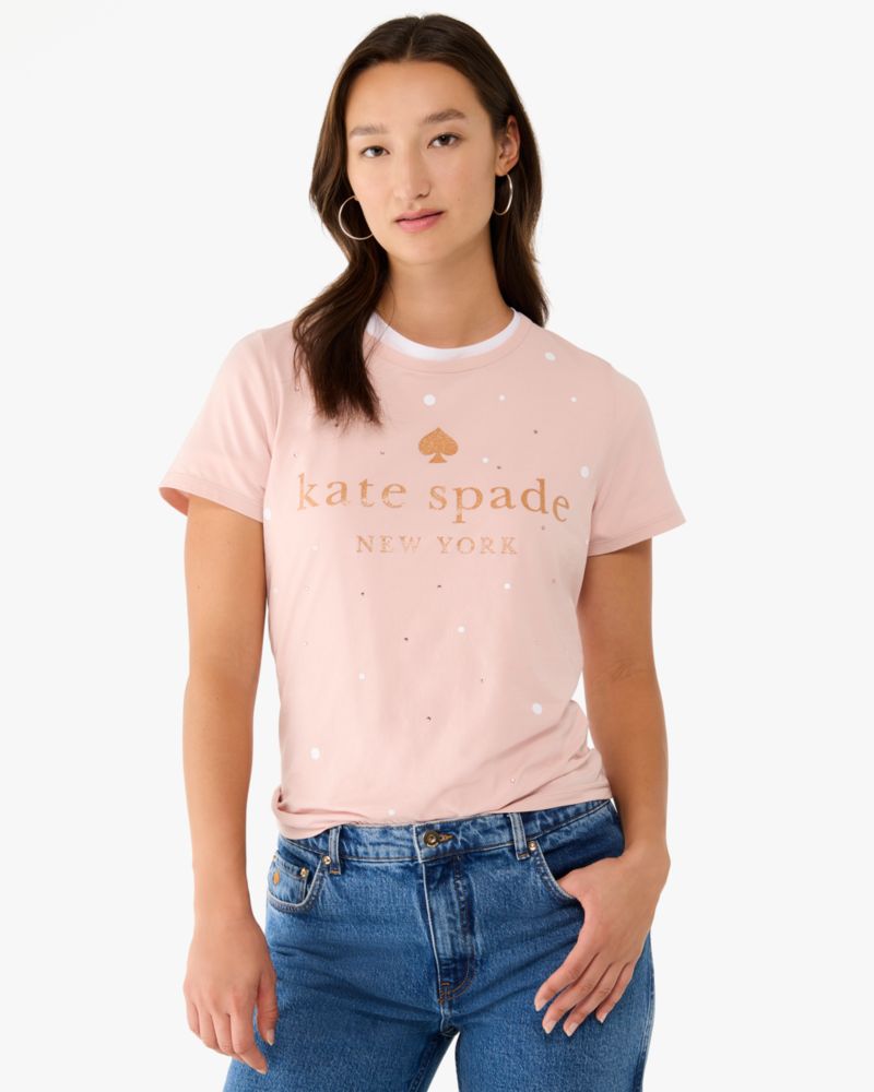 Kate Spade,Glitter Embellished Logo Tee,