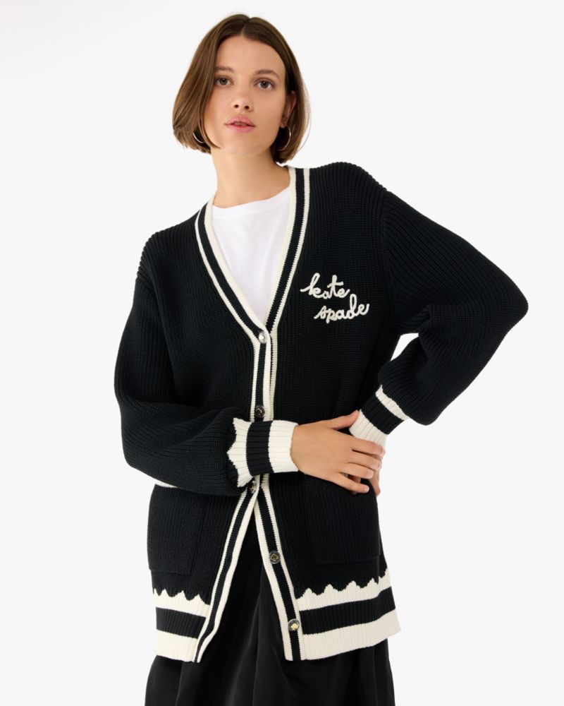 Kate Spade,オーバーサイズ ロゴ カーディガン,ウェア,ブラック/クリーム
