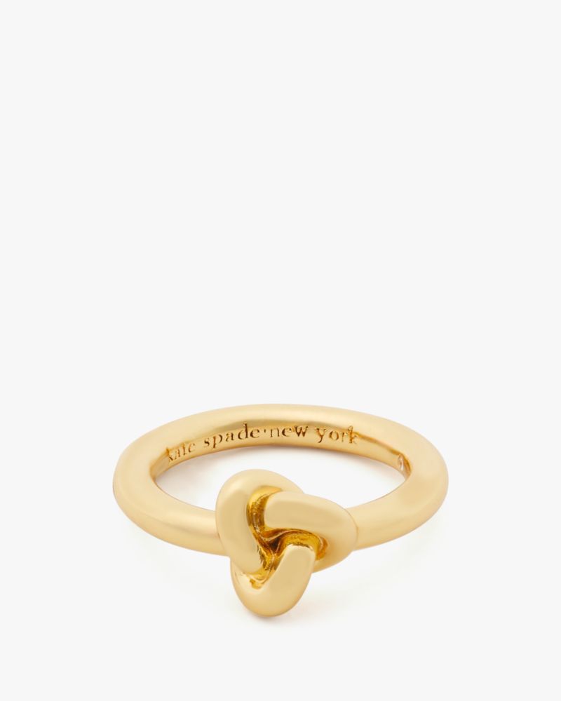 Kate Spade,Double Knot Ring,Single Band,Knot,Stackable,Gold Metal,Casual,