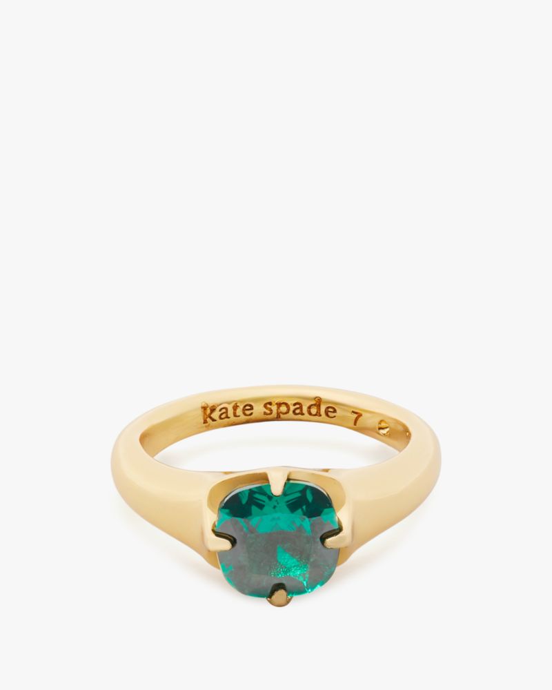 Kate Spade,Pop Of Joy Solitaire Ring,Single Band,Emerald,Rhinestones,Day Party,Emerald