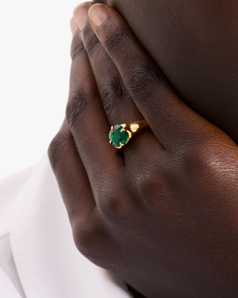 Kate Spade,Pop Of Joy Solitaire Ring,Single Band,Emerald,Rhinestones,Day Party,Emerald