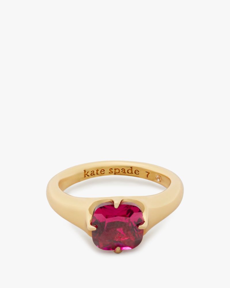 Kate Spade,Pop Of Joy Solitaire Ring,Single Band,Ruby,Rhinestones,Day Party,Fuchsia