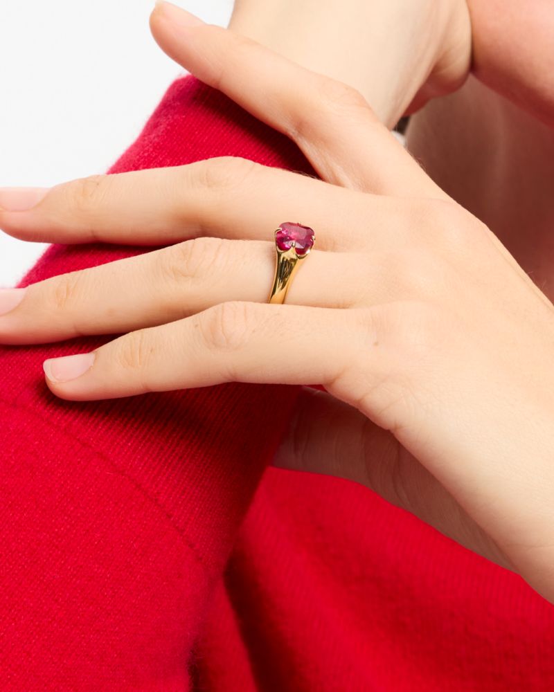 Kate Spade,Pop Of Joy Solitaire Ring,Single Band,Ruby,Rhinestones,Day Party,Fuchsia