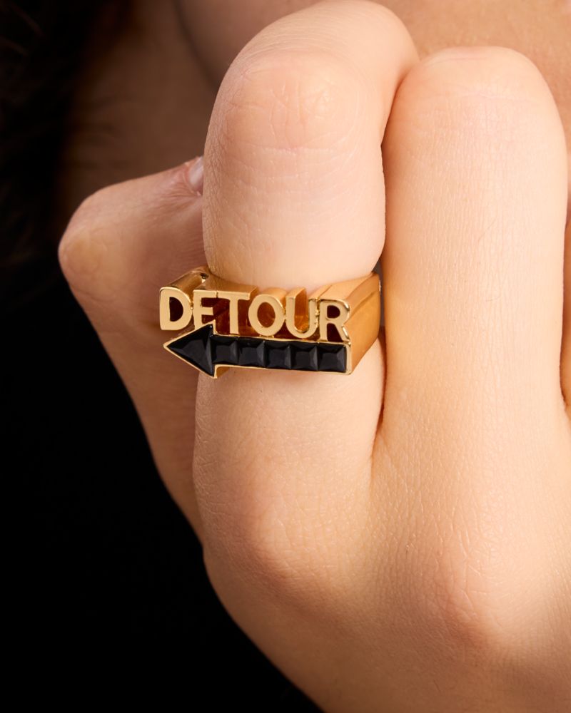 Kate Spade,New York Minute Detour Ring,Single Band,Lettering Word,Rhinestones,Casual,