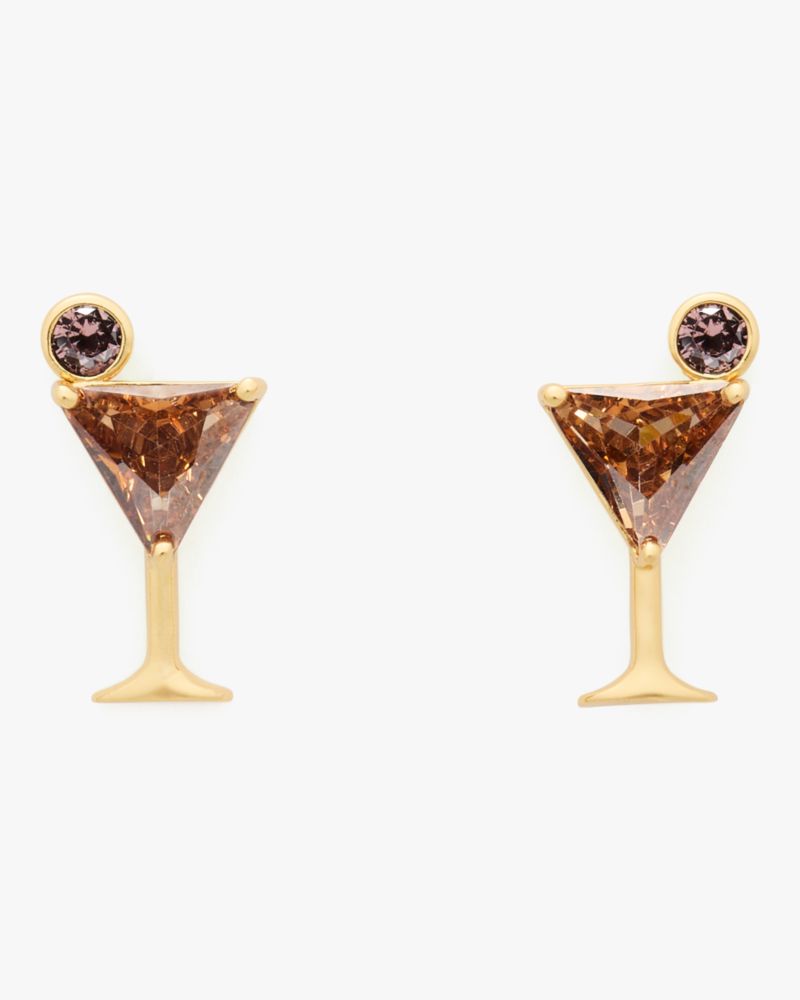 Kate Spade,Shaken And Brewed Studs,Brown