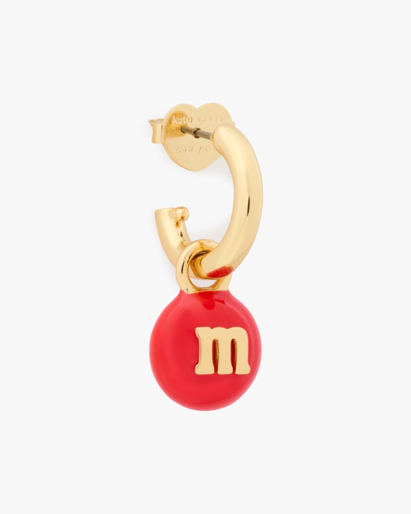 Kate Spade,M&M's x Kate Spade New York Charm Huggies,Dangle Earring,Huggies,Metal Material,3D Embellishment,Initials Embel...,