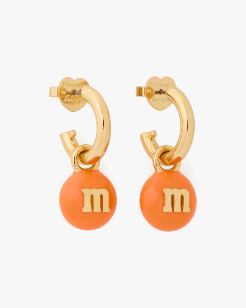 Kate Spade,M&M's x ケイト・スペード ニューヨーク チャーム ハギー,ピアス,オレンジ／ゴールド