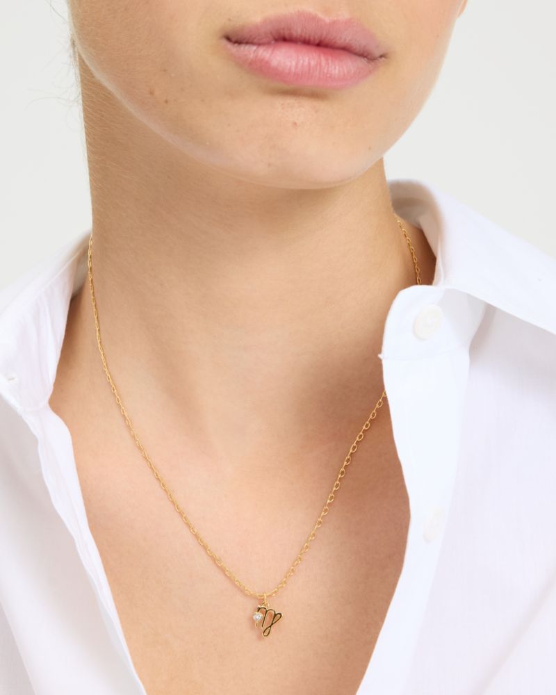 Kate Spade,What's Your Sign Virgo Mini Pendant,Clear