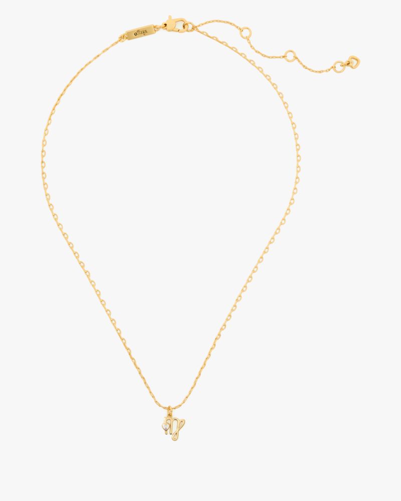 Kate Spade,What's Your Sign Virgo Mini Pendant,Single Strand,Lettering Word,Rhinestones,Casual,Clear