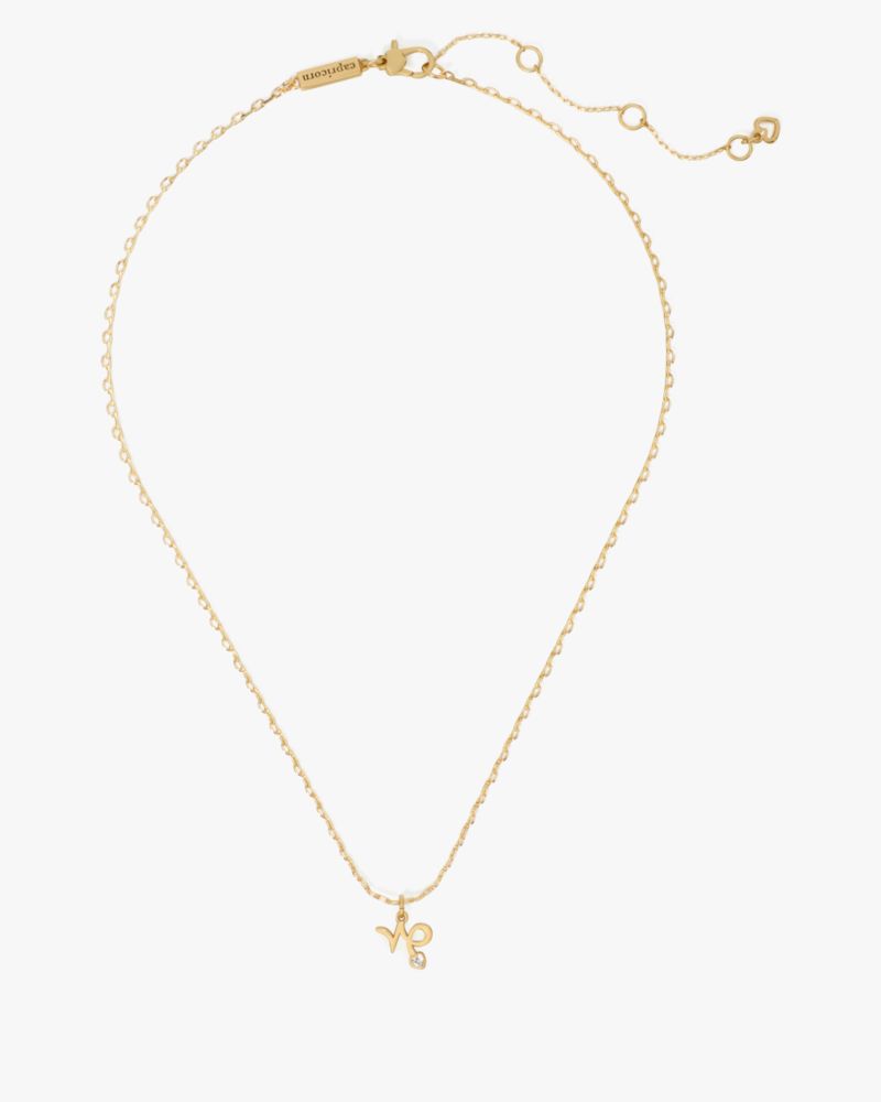 Kate Spade,What's Your Sign Capricorn Mini Pendant,Single Strand,Rhinestones,Lettering Word,Casual,Clear