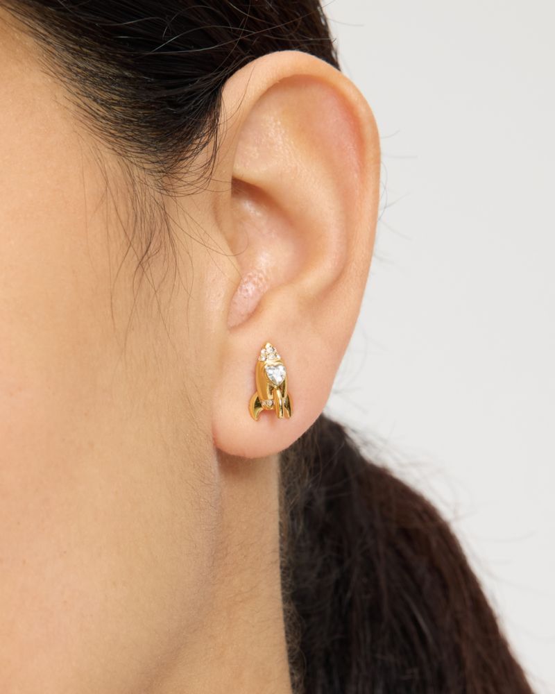 Kate Spade,スペース カデット ロケット ピアス,ピアス,クリア/ゴールド