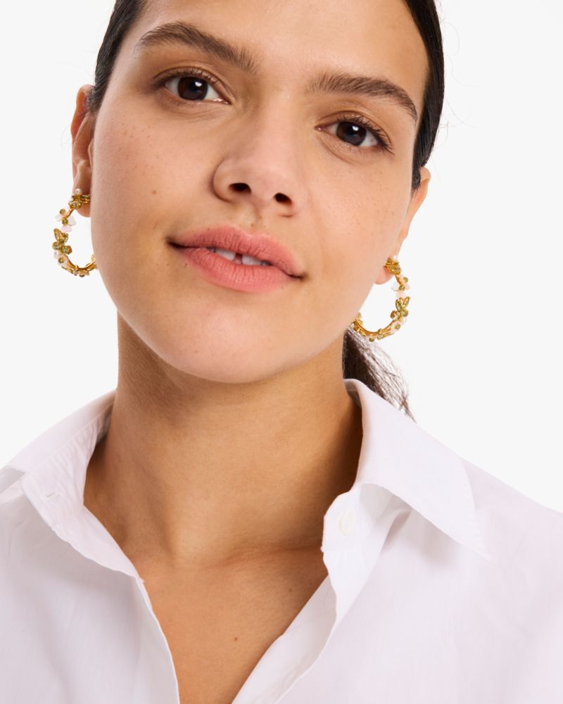 Kate Spade,Precious Pansy Hoops,