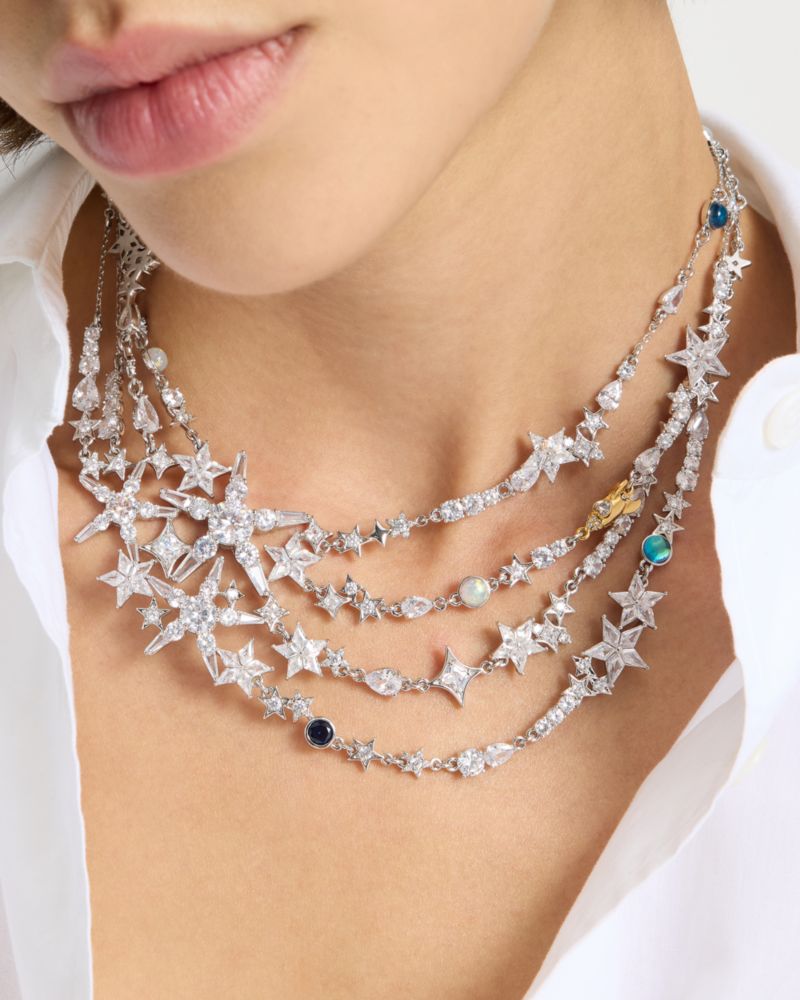Kate Spade,Cosmos Statement Necklace,Choker,Single Strand,Crystal,Chain Link,Novelty Embellishment,Gem Embellishment,Star ...,Multi Color
