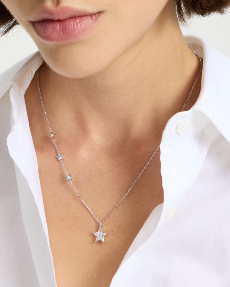 Kate Spade,Cosmos Pendant,Single Strand,Star Embellishment,Gem Embellishment,Casual,Clear