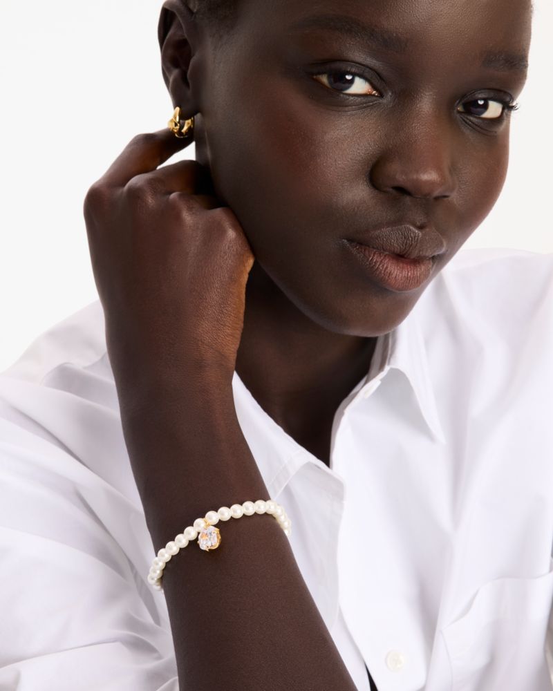 Kate Spade,Pop Of Joy Stretch Bracelet,Pearl,Rhinestones,Stretchable,Day Party,