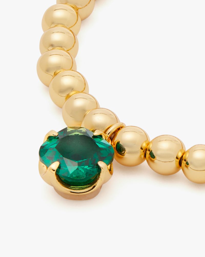 Kate Spade,Pop Of Joy Stretch Bracelet,Emerald,Pearl,Bead Embellishment,Rhinestones,Stretchable,Day Party,