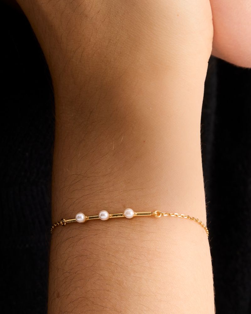 Kate Spade,Hint Of Shimmer Bracelet,Crystal,Bar Embellishment,Pearl,Casual,White