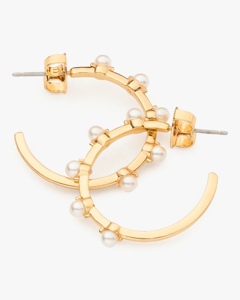 Kate Spade,Hint Of Shimmer Hoops,Hoops,Crystal,Pearl,Steel,Day Party,White