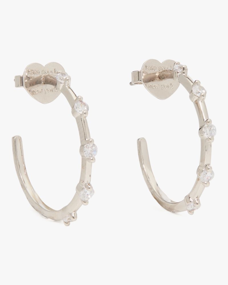 Kate Spade,Hint Of Shimmer Hoops,Hoops,Crystal,Gem Embellishment,Steel,Day Party,Clear