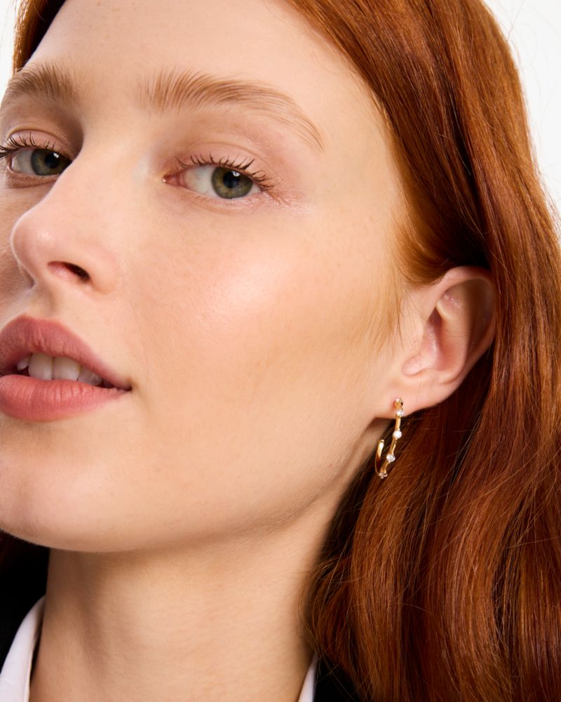 Kate Spade,Hint Of Shimmer Hoops,Hoops,Crystal,Gem Embellishment,Steel,Day Party,