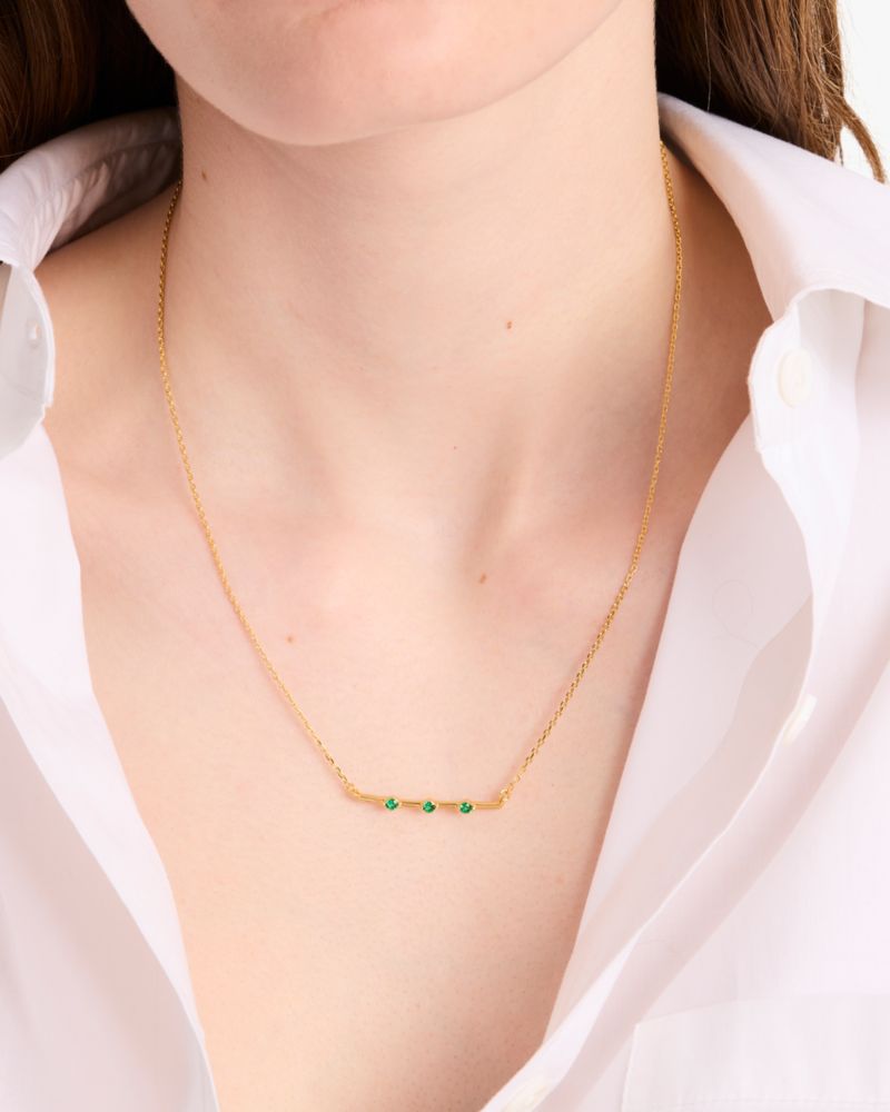 Kate Spade,Hint Of Shimmer Pendant,Single Strand,Choker,Emerald,Bar Embellishment,Gem Embellishment,Casual,Emerald